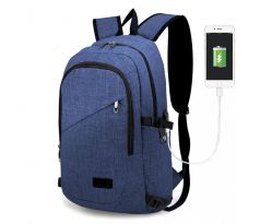 KONO unisex batoh s USB portom - modrý- 20l