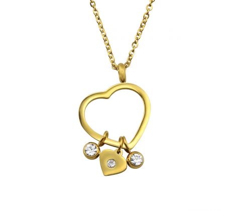 Oceľový náhrdeľník Srdce s príveskami M32580-A4S