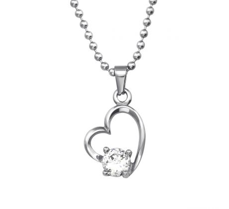 Oceľový náhrdeľník Srdce so zirkónom M34734-A4S