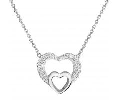 Evolution Group Strieborný náhrdelník s krištálmi Swarovski biele srdce 32032.1