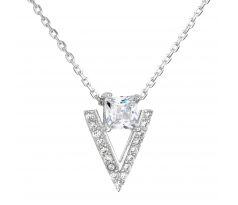 Evolution Group Strieborný náhrdelník so zirkónom biely trojuholník 12007.1