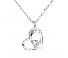 Evolution Group Strieborný náhrdelník so zirkónom biele srdce 12022.1