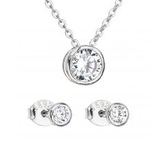Evolution Group Sada šperkov so zirkónom v bielej farbe náušnice a náhrdelník 19007.1