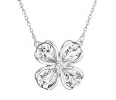 Swarovski elements Strieborná náhrdelník biela kvetinka 32066.1 krystal