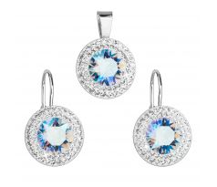 Evolution Group Sada šperkov s krištálmi Swarovski náušnice a prívesok modré okrúhle 39107.3 light sapphire shimmer