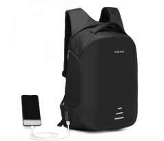 KONO čierny reflexný elegantný batoh s USB portom UNISEX