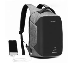 KONO čierno-šedý reflexný elegantný batoh s USB portom UNISEX