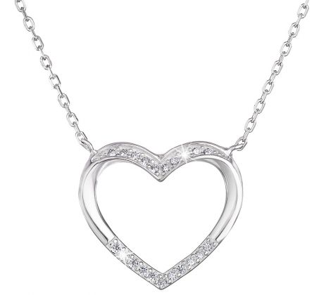 Strieborný náhrdelník so zirkónom biele srdce 12010.1