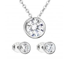 Evolution Group Sada šperkov so zirkónom v bielej farbe náušnice a náhrdelník 19006.1