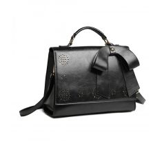 Čierna elegantná dámska kabelka s perforovaným vzorom Miss Lulu