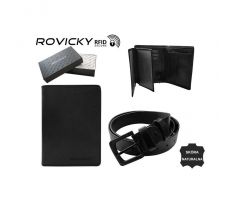 Rovicky čierna luxusná sada peňaženky s opaskom R-N4-110-T-4693 BL
