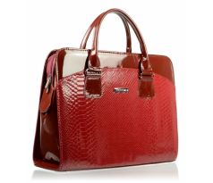 Dámska luxusná taška na notebook červený lak kroko ST01 15.6" GROSSO