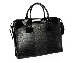 Dámska luxusná taška na notebook čierny lak kroko ST01 15.6" GROSSO