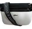 Čierno biela crossbody kabelka s ozdobným zapínaním KM0013