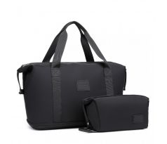 KONO Set variabilná cestovná taška s kozmetickou taštičkou - čierna - 26L