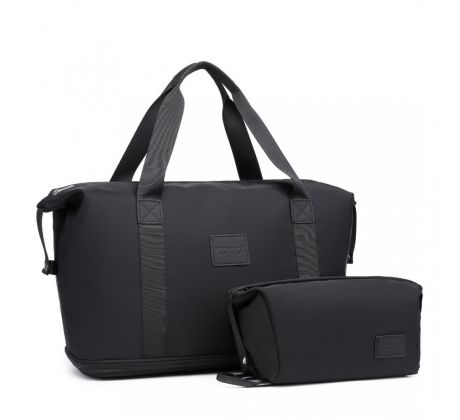 KONO Set variabilná cestovná taška s kozmetickou taštičkou EA2212 čierna 26L