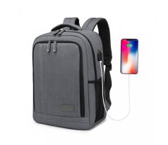 KONO multifunkčný batoh s USB portom -EM2111S- šedy- 17 L